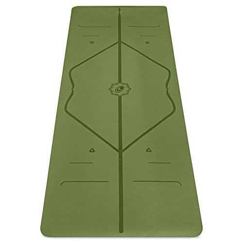 LIFORME Yogamatte - Die Weltweit Beste Umweltfreundliche, rutschfeste Yoga Matte Mit Dem Originalen Einzigartigen Ausrichtungsmarkierungssystem - Biologisch Abbaubare Matte (Olive)