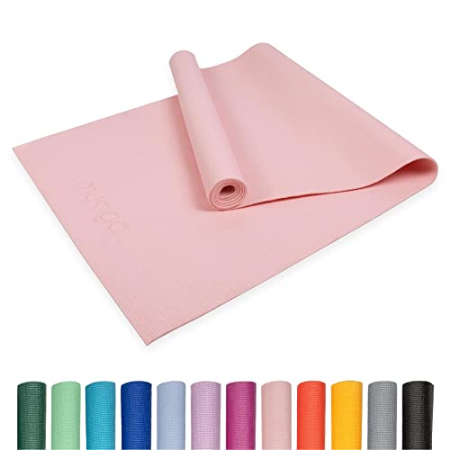 Myga Yogamatte – Rutschfeste Trainingsmatte, Pilates, Meditation & Fitness – leichte Matte mit Tragegurt für unterwegs – Mehrzweckmatte für Herren & Damen (173cm x 61cm x 4mm) Rosa