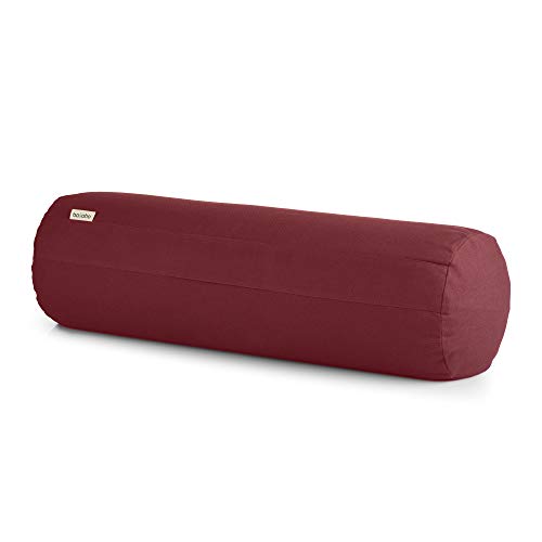 basaho Yoga Bolster Yogarolle | Bio-Baumwolle | Buchweizenschalen | Abnehmbarer und waschbarer Bezug | Yoga Rolle Yogakissen (Tibetisches Bordeaux)