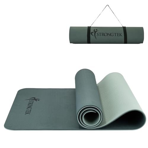 StrongTek Extra Dicke Yogamatte, 8mm, TPE Yogamatte für Frauen und Männer, Beidseitig Rutschfeste Turnmatte,...