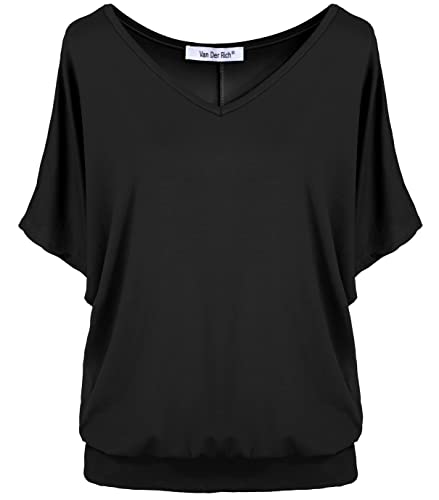 Van Der Rich ® - T-Shirt Kurzarm Oberteile - Damen (Schwarz, M)
