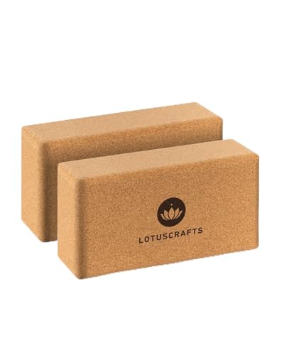 Lotuscrafts Yogablock 100% Kork | Supra Grip beim Yoga & Dehnen | Yoga Block für Anfänger und Fortgeschrittene | Einzeln & im Doppelpack (2 Stück) (Doppelpack, Small)