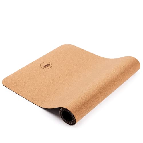 Lotuscrafts Yogamatte ARISE CORK - Rutschfeste Sweat Proof Oberfläche - Recycelbare Materialien - Yoga Matte aus Naturkork & Naturkautschuk für Hot Yoga - [185 x 65 x 0,45 cm] - LOTUS