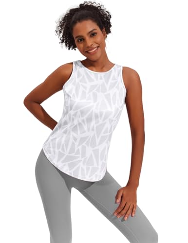 Weardear Damen Yoga Tanktops Ärmelloses Sportshirt Kleidung Fitness Running Workout Lauftop Geo-Druck Oberteile S-XXL