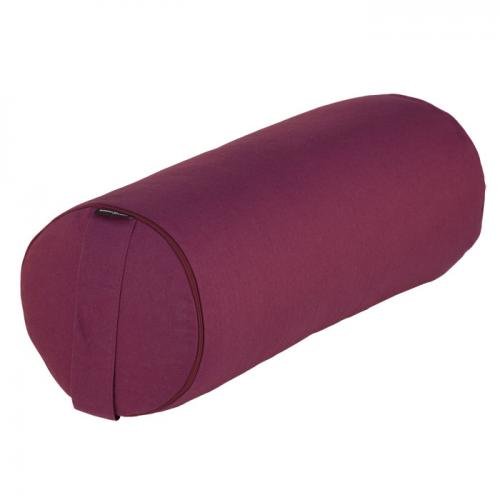 Yoga- und Pilates-Bolster BASIC 65 x Ø 23 cm, aubergine, Yoga Hilfsmittel mit Kapok gefüllt, besonders leichte Yoga-Rolle mit Kapokfüllung