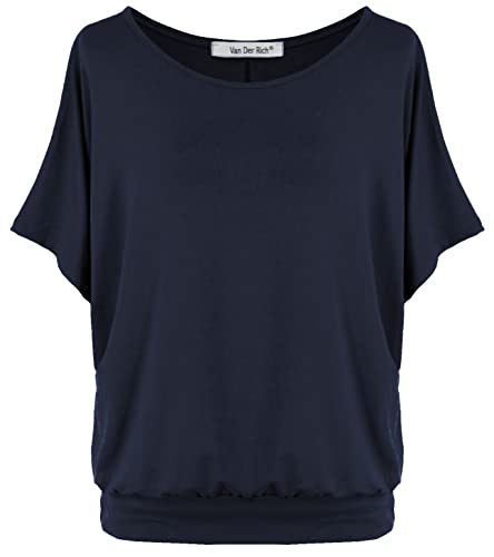 Van Der Rich ® - Oversize T-Shirt mit Fledermausärme - Damen(Marine, XXL)
