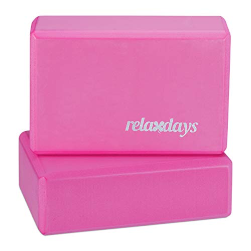 Relaxdays Unisex – Erwachsene Yogablock im 2er Set, Klötze Übungen, Hartschaum, rutschfest, Yoga-Würfel HBT 8x23x15 cm, pink f