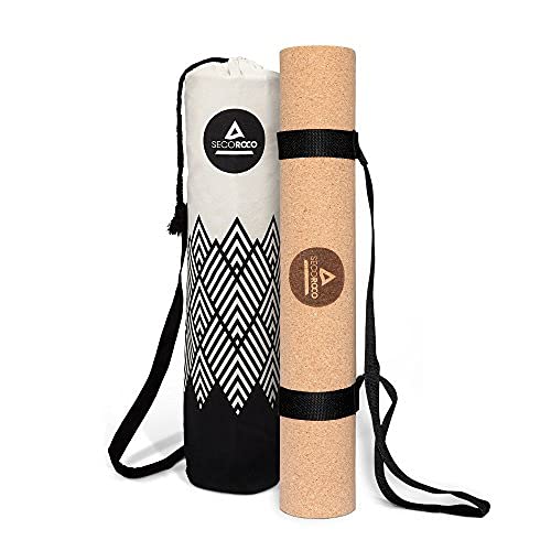 Yogamatte Kork - getestet mit SEHR GUT - 3 mm Stärke - rutschfest, vegan & nachhaltig - Yoga Matte aus Kork & Kautschuk inklusive Yogatasche