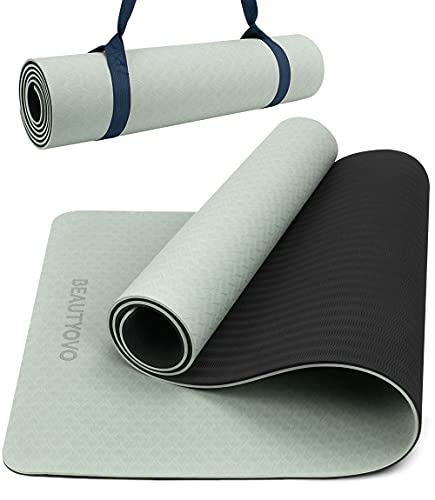 Yogamatte Rutschfest mit Tragegurt, 8mm Extradick Yoga Matte, TPE Schadstofffrei Sportmatte für Zuhause oder...
