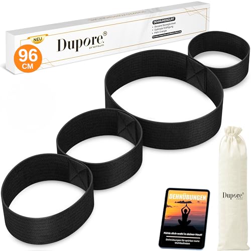 DUPORE 96 cm Yogagurt mit 4 Schlaufen & Dehnübungen - stabiles Dehnungsband mit 4 Schlaufen für...