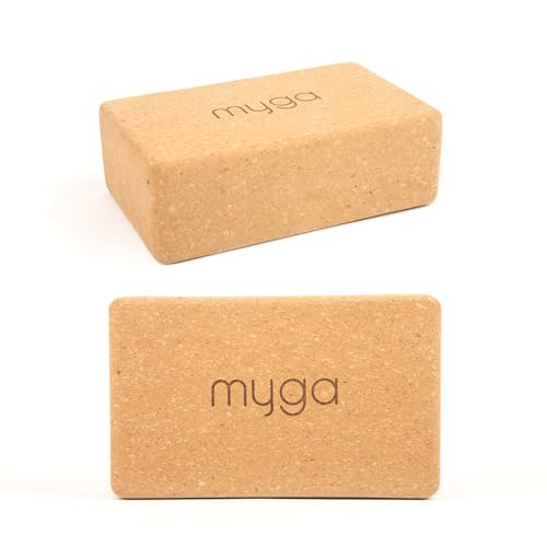 Myga Kork Yoga Block 2er Set | Rutschfest & Robust | Unterstützung bei Yoga- und Pilatesübungen | Ideal für Anfänger & Fortgeschrittene | 22 cm x 14,5 cm x 7 cm | Naturkork