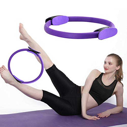 PROVO Pilates Ring Pilates Circle Widerstandsring Loop mit 3 Yoga Spannband, Yoga Ring mit Doppelgriff Pilates für effektives Kraft und Widerstandstraining für Fettverbrennung Core-Training