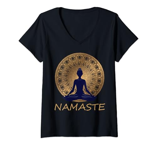 Damen Namaste Yoga Kleidung / Meditation Kleidung/ Gr.:S - XXXL T-Shirt mit V-Ausschnitt