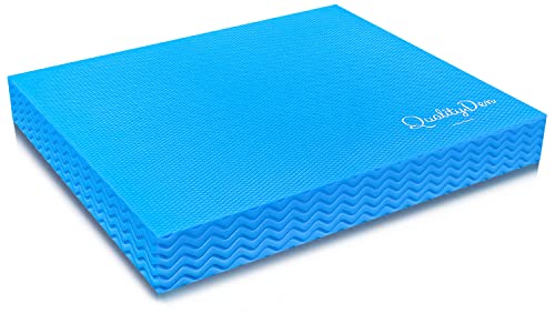 Quality Den Balance Pad, Rutschfester Weichschaum, Balancekissen für Stabilität und Koordination - Hilft, die Tiefenmuskulatur zu Stärken - Inklusive e-Übungshandbuch (40x34x5 cm, Blau)