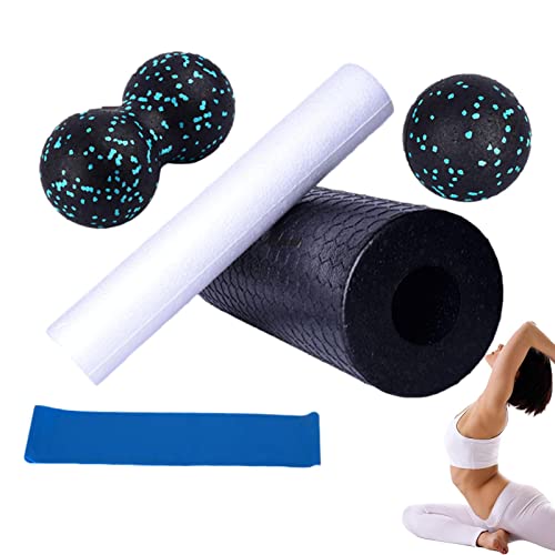 Fulenyi Muscle Massage Foam Roller Set - Yoga Säulen Roller Kit - Yoga Ausrüstung und Zubehör, Foam Roller, Blöcke und Gurt Set, für Massage, Zuhause, Training, Frauen, Männer