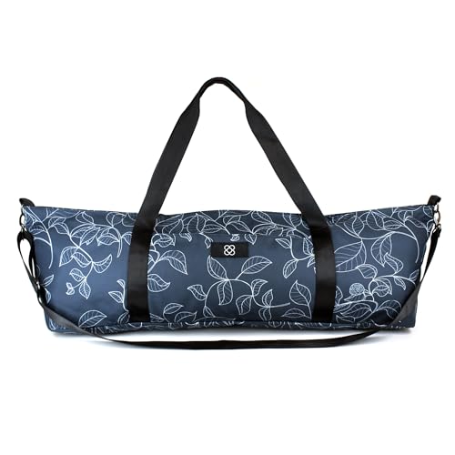 DOJA Barcelona | Yogatasche | Mit Blauem Blattdruck | 82x21x17x76cm | Polyester | Yoga Rucksack | Yogamattentasche | Yoga Zubehör | Taschen für Sport, Gym, Fitness, Pilates, mit Fächern