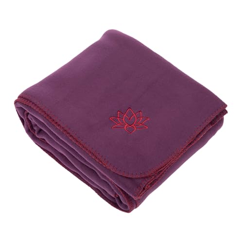 Bodhi Yogadecke ASANA Blanket | Weiche & Warme Kuscheldecke | Meditationsdecke für Shavasana | Tagesdecke aus Fleece mit Lotus-Stickerei | Sofa- & Überwurfdecke | 150 x 200 cm (Dunkel Aubergine)