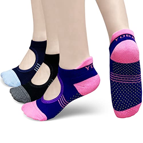 PUTUO Yoga Pilates Socken für Damen: Stoppersocken ABS Rutschfeste Socken Baumwolle für Barre Ballett Tanz - Frauen Anti Rutsch Socken Yogasocken 37-42