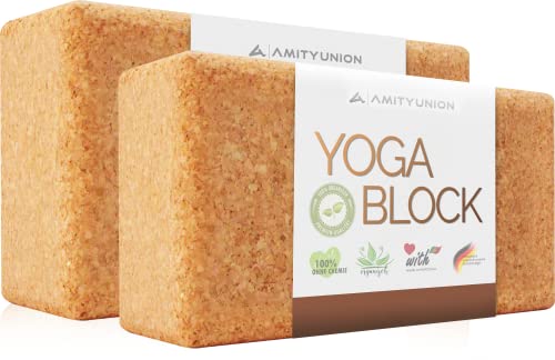 Yoga Block 2er Set Kork - EXTRA Yoga HEFT im Set - 100% Natur Hatha Klotz Nachhaltig - Ideal auch für...