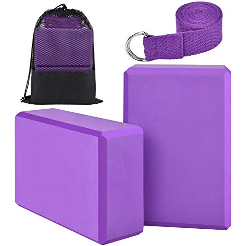 Yoga Klotz Klötze Blöcke 2er Set Yoga Block und Gurt Yoga-blocks Joga Klotz 2er Yoga Brick Groß Jogaklotz Spagat Blöcke Schaumstoff Block Würfel mit Aufbewahrungstasche für Yogablock 【4 Stück】