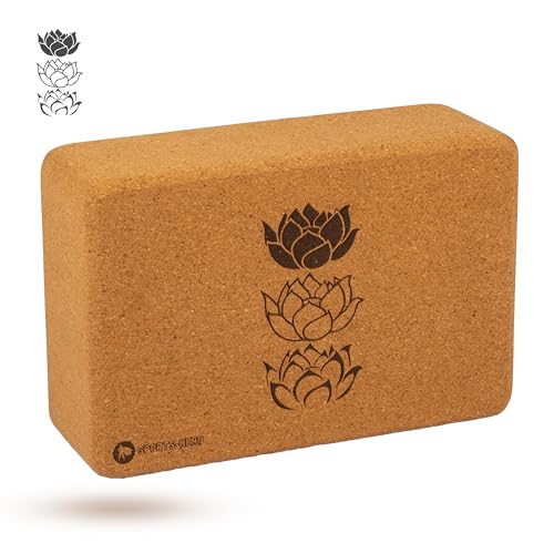 SPORTS-HERO® - Yoga Block Kork - Yoga Block aus Naturkork für Yoga und Pilates (23x15x7.5cm) | rutschfest & optimaler Grip durch Premium Naturkork