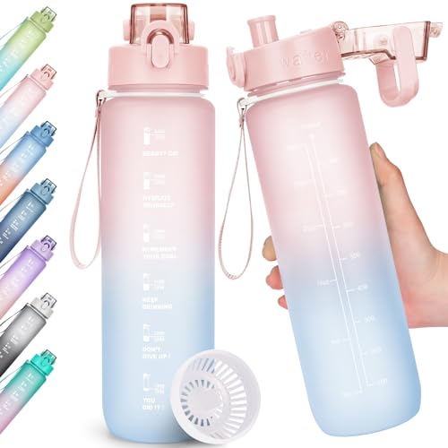 AOHAN Trinkflasche, 1l Wasserflasche BPA-Frei, Trinkflasche Sport Auslaufsicher, Sportflasche mit...