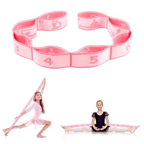 Yoga Stretching Strap, Abeillo Yoga Stretch Gurt mit 8 Schleifen, Yoga Zubehör, Fitnessbander, Resistance Bands, Gymnastikband Elastisch für Pilates, Tanz, Gymnastik, Effektives Dehnung (Rosa)