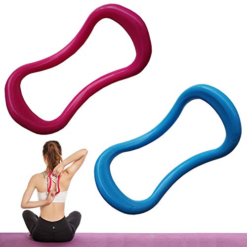 afdg Yoga Massagering, 2 Stücke Yoga Ring Pilates Kreise, Faszien Stretching Ring, Fitness Stretching Ring für Oberschenkel und Wadenmassage, Stretching Training (Blau und Rosarot)