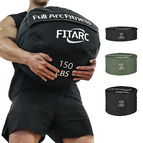 Fitarc Sandsack Workout-Tasche, Sandsäcke für Kraftsport, Sandsack für Fitness und Krafttraining, Cross-Training & Bewegung, Workouts-Ausrüstung Sand Nicht enthalten (Schwarz 150 lbs)