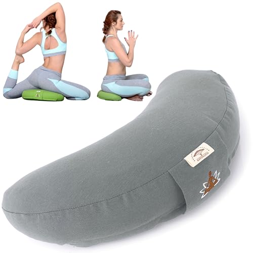 sei Design Halbmond Yogakissen Meditationskissen Yoga Kissen mit Buchweizenschalen-Füllung Yoga Block...