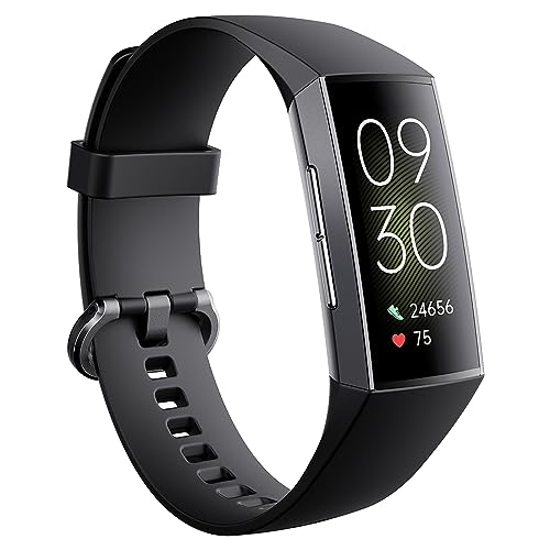 Aktivitätstracker für Frauen Männer 1.1''AMOLED Bildschirm Fitness Uhren mit Herzfrequenz Blutdruck Schlaf Monitor Kalorien Tracking Schritt Zähler Smart Band für Android und iPhone (schwarz 1)