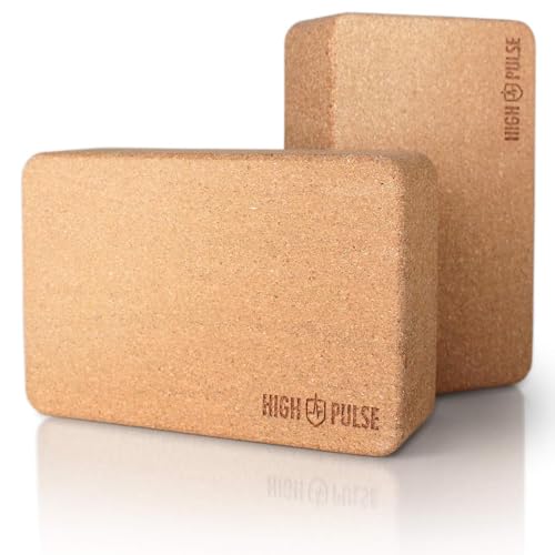 High Pulse® Yoga Block 2er Set (Kork) – Hochwertige Yogablöcke aus 100% Naturkork als praktisches Zubehör und Hilfsmittel für Übungen, die eine hohe Flexibilität erfordern