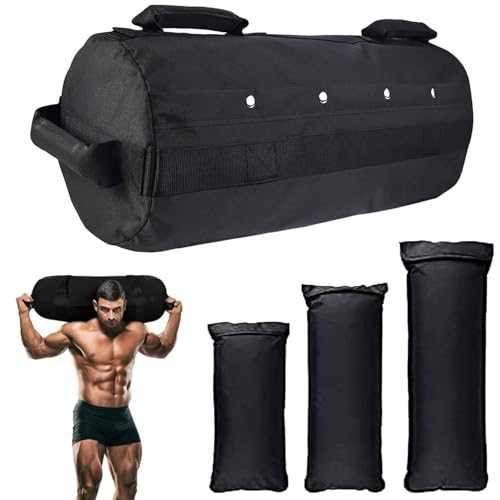 Favuit Sandsack, Gewichtssack für Fitness Krafttraining Verstellbar Sandbag mit 3 Innentaschen Core Power Bag Sandsäcke Trainingssandsack für Functional Training Krafttrainingsübungen