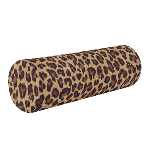 FRODOTGV Yoga-Kissen, Nackenrolle, rund, 43,2 cm, zylinderförmig, für Couch, Nackenstütze im Auto, Leopardenmuster, Braun
