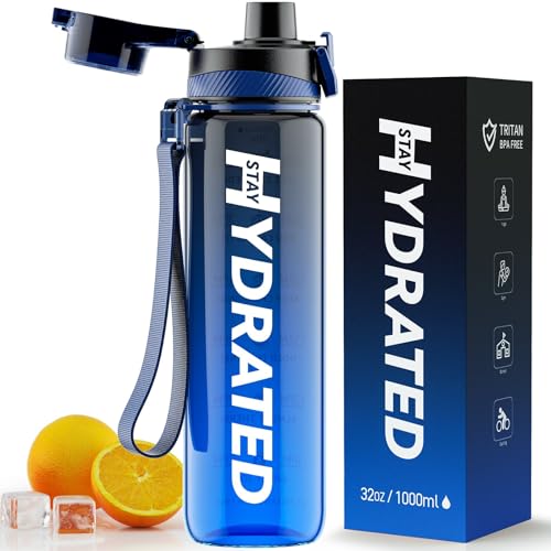 Mevoly Trinkflasche 1L, Wasserflasche BPA-Frei aus Tritan, 1 Liter Trinkflasche Sport Auslaufsicher mit...