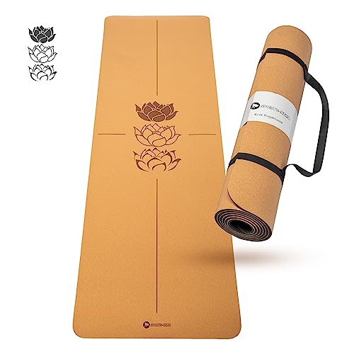 SPORTS-HERO® - Premium Yogamatte Kork - Yoga Matte Kork rutschfest | 100% nachhaltig & schadstofffrei | 183 x 61 x 0,5 cm