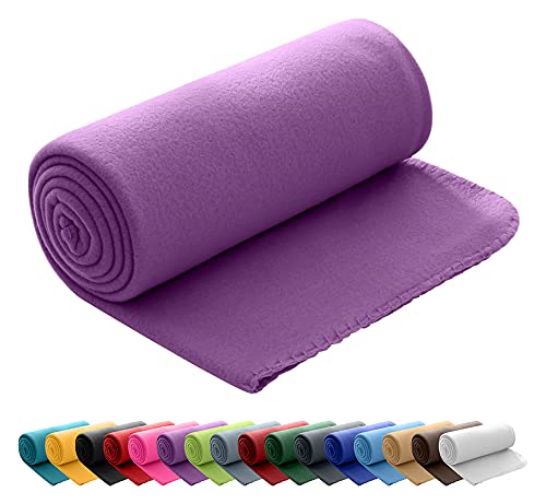 wometo Polar Fleecedecke oekoTex 130x160 ca. 400g mit Anti-Pilling und Kettelrand lila violett