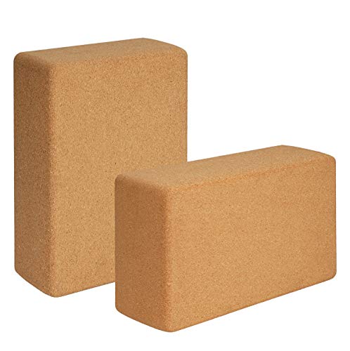 Hossejoy Yoga Block Kork 2er SET Naturkork Yoga Blöcke, Yoga Block Kork Klotz Korkblock Set Yoga Pilates Training Dehnübungen für Anfänger und Fortgeschrittene