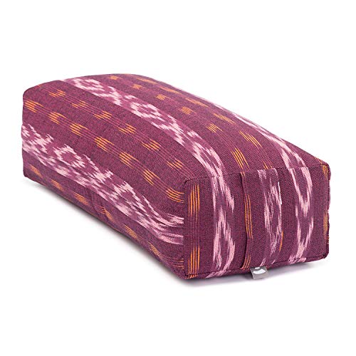 Bodhi Salamba Bolster Ethno Collection | Eckiges Yogakissen mit Bio-Dinkelfüllung | Waschbarer Bezug aus 100% Baumwolle | Yogarolle für Yin Yoga, Pilates, Meditation | Ikat-Webart