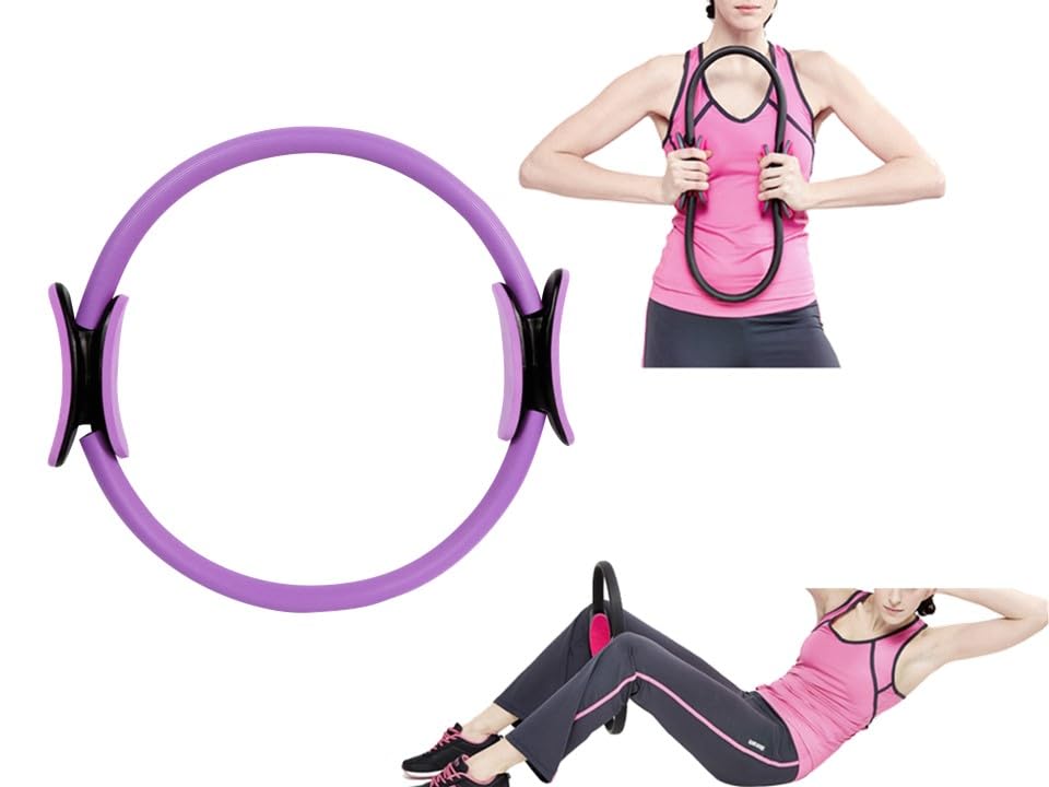Pilates Circle Pilates Ring mit Rutschfesten Griffen Trainingsgerät für Core Training Griff Widerstandsring für Ganzkörpertraining Yoga und Physiotherapie Fitnessgerät für Heimtraining (Violett)