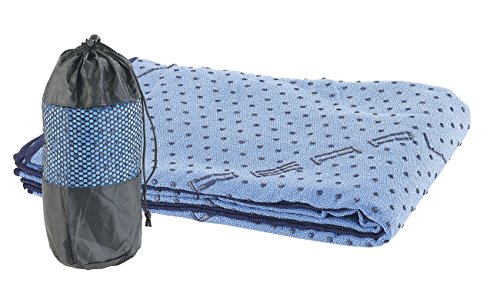 PEARL Sports Yogatuch: 2in1-Mikrofaser-Yoga-Handtuch & Auflage, saugfähig, rutschfest, blau (Handtuch für Gymnastikmatte, Handtuch für Sportmatte, Outdoor unterwegs)