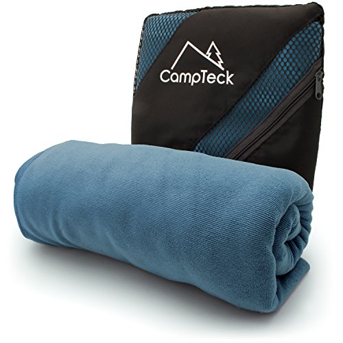 CampTeck U6829 Mikrofaser Yoga Handtuch Antirutsch für Yogamatte (184 x 62cm) Yogahandtuch für Hot Yoga, Bikram Yoga & Power Yoga mit Tragetasche – Blau
