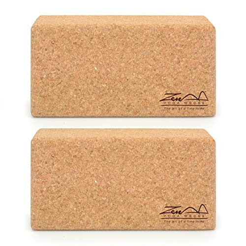 Kork Yoga Blocks Set 2 Stück Standard - von ZenYogaWedge - Premium 100% natürliches Material -...