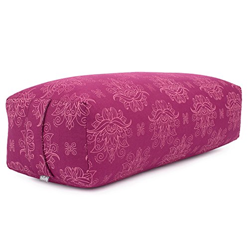 Bodhi Yoga Bolster SALAMBA Lotus | Maharaja Collection | Rechteckig | Waschbarer Bezug aus Baumwolle | Yogarolle mit Dinkelfüllung | Yoga Zubehör für Restorative Yoga und Yin Yoga | Berry