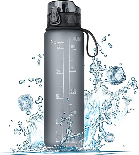 FULDENT Trinkflasche 1L Sport Wasserflasche [Trinkflasche BPA Frei] Trinkflasche mit rutschfest Gummi Grip...