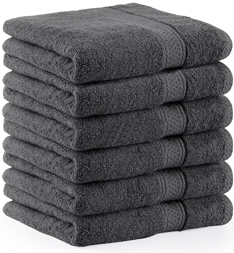Utopia Towels - 6er Pack Frottee handtücher 50x100 cm mit Aufhängeschlaufe, mittelgroße Handtücher 100% Baumwolle weich und saugfähig Handtücher Set (Grau)